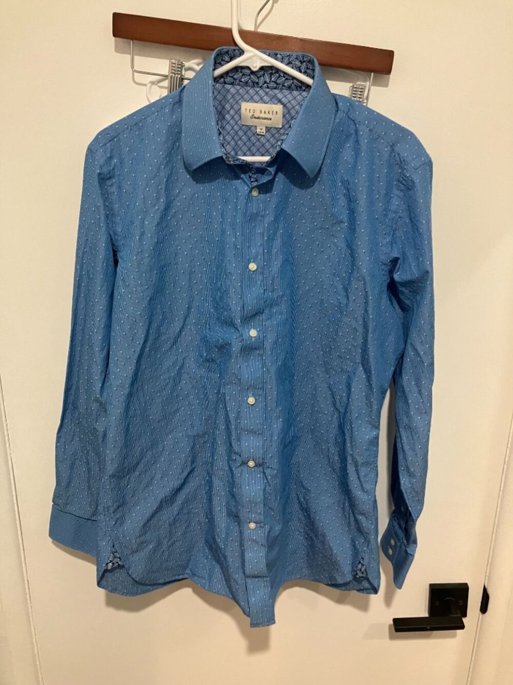 Ted Baker Endurance Men's 100% Cotton Patterned Dress Shirt, Blue, Size 16-34/35